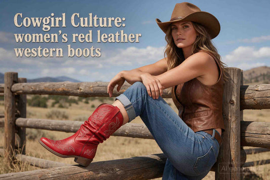 women's red leather western boots