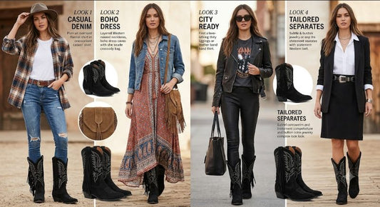 Outfit Ideas for Black Suede Western Boots Womens