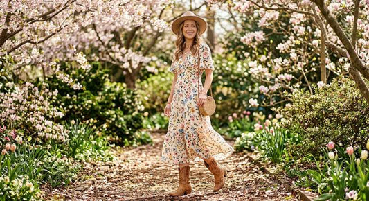 Spring Style Update: Wearing Western Booties with Floral Dresses