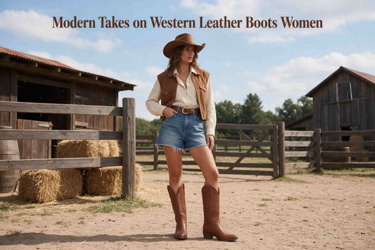 Modern  Western Leather Boots Women
