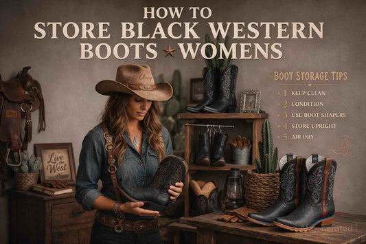 Storing women's black Western boots
