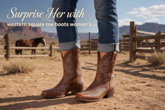 Surprise with western square boots women's