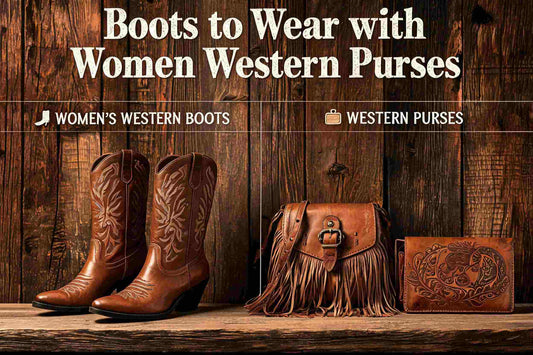 Western-style handbag with boots