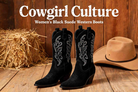 Women's Black Suede Western Boots