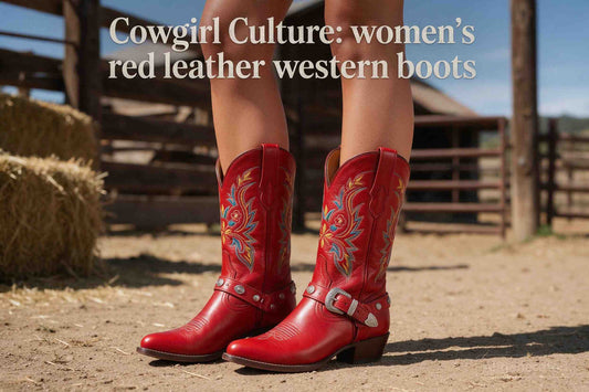 Women's Red Leather Western Boots
