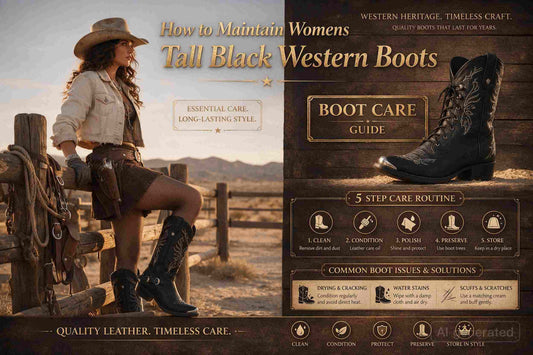 Women's black tall Western boots