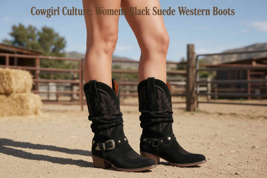 Womens Black Suede Western Boots