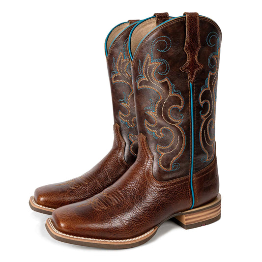 Palitutu LILLIE Women's Western Cowgirl Boots - Full Grain Leather, Square Toe PLT203601