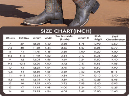Palitutu Men's Brown Square Toe Mid Calf Cowboy Boots - PLT603603