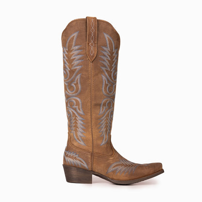 Montana West Women's Western Cowgirl Boots - Full Grain Leather, Snip Toe MWB6035