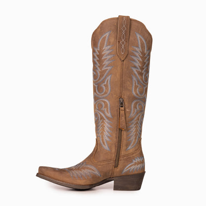 Montana West Women's Western Cowgirl Boots - Full Grain Leather, Snip Toe MWB6035