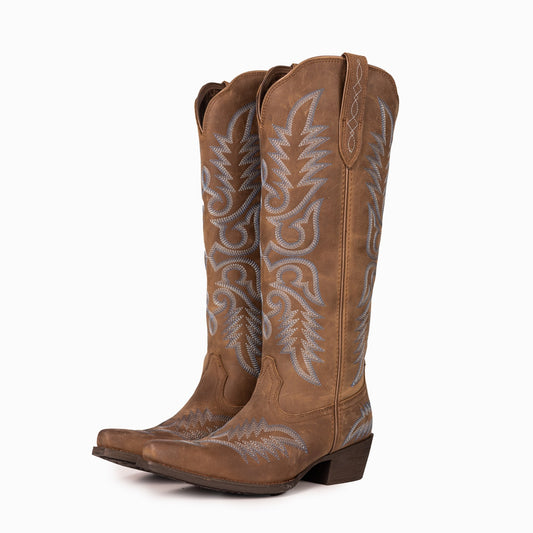 Montana West Women's Western Cowgirl Boots - Full Grain Leather, Snip Toe MWB6035