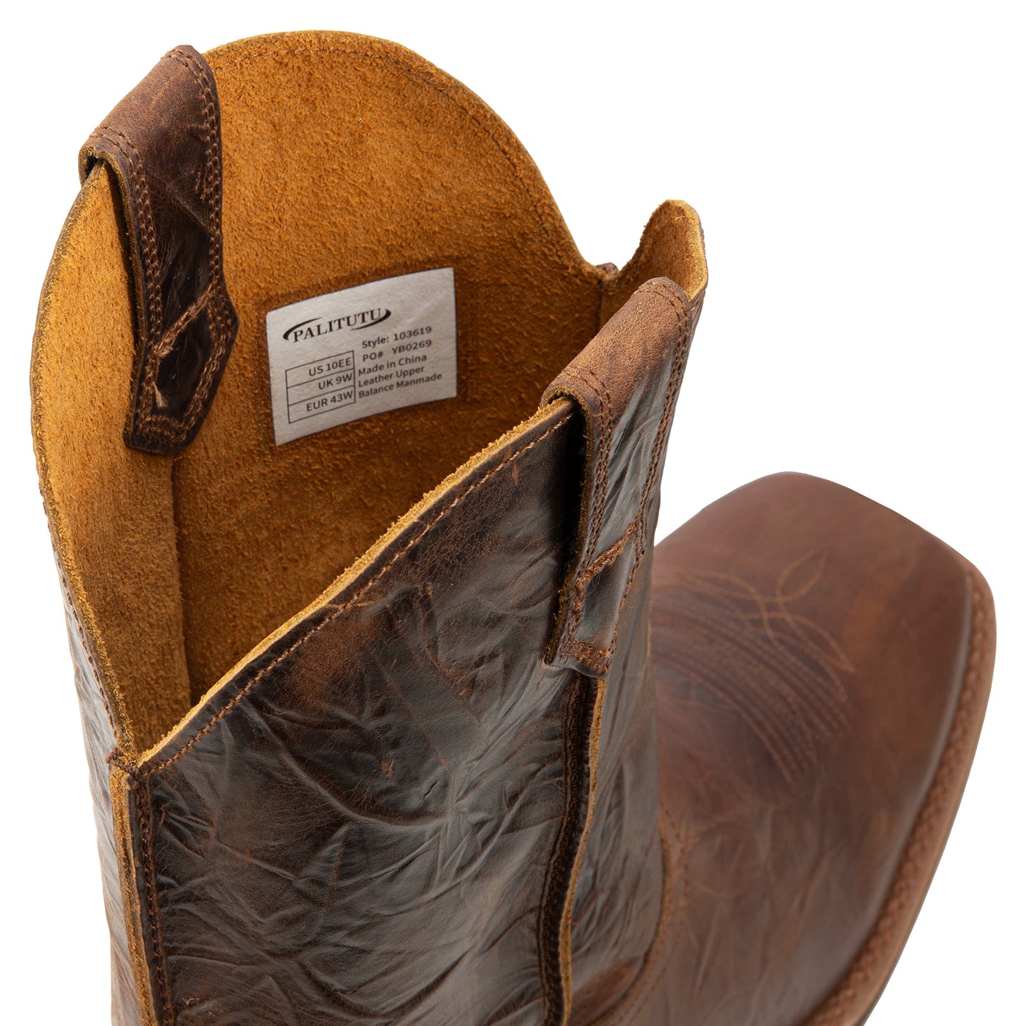 Palitutu Men's Square Toe Western Cowboy Boots - Brown - PLT103619